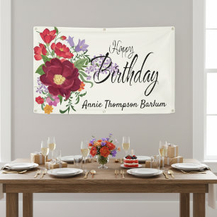 Floral Personalisiert Happy Birthday Banner