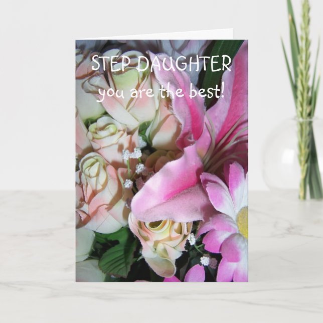 Floral Personalisiert Step Tochter Birthday Karte (Vorderseite)