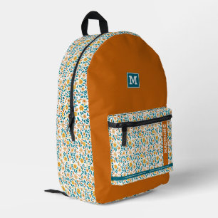 Floral Personalisiertes Monogramm und Name Bedruckter Rucksack