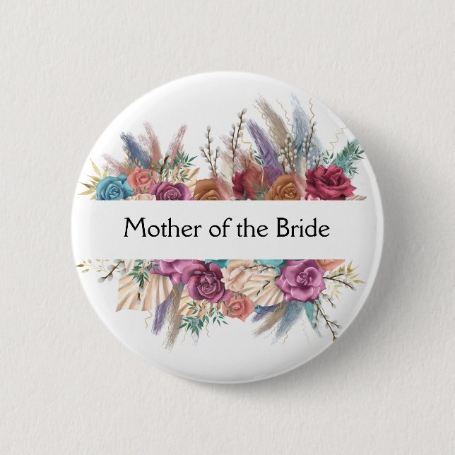 Floral Personalisiertes trendy Wedding Brautparty Button (Vorderseite)