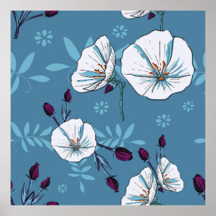 Floral Pflanze botanischer nahtloser Muster Hinter Poster