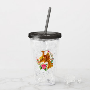 Floral Phoenix steigt aus der fantasievollen Asche Acryltrinkbecher