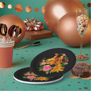 Floral Phoenix steigt aus der fantasievollen Asche Pappteller