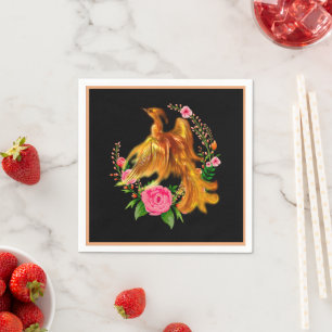 Floral Phoenix steigt aus der fantasievollen Asche Serviette