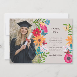 Floral Photo Graduation Thank You Card Einladung