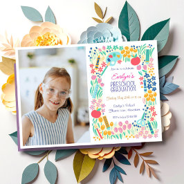 Floral Photo Preschool Graduation Invitation Einladung