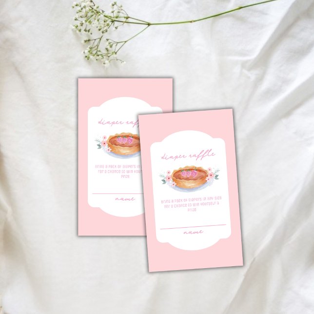 Floral Pie Raspberry Diaper Raffle Baby Dusche Begleitkarte (Floral Pie Raspberry Diaper Raffle Baby Shower Enclosure Card)