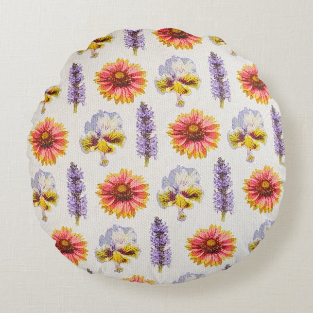 Floral Pillow Rundes Kissen (Vorderseite)