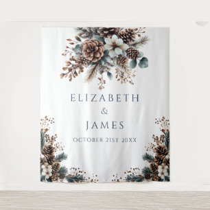Floral Pinecone Hochzeitsfeier Foto Stand Hintergr Wandteppich