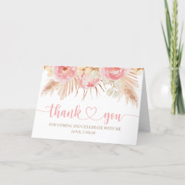 Floral pink Boho Pampas Thank you card Dankeskarte