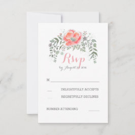 Floral Pink Boho Vintage Wedding UAWG RSVP Karte