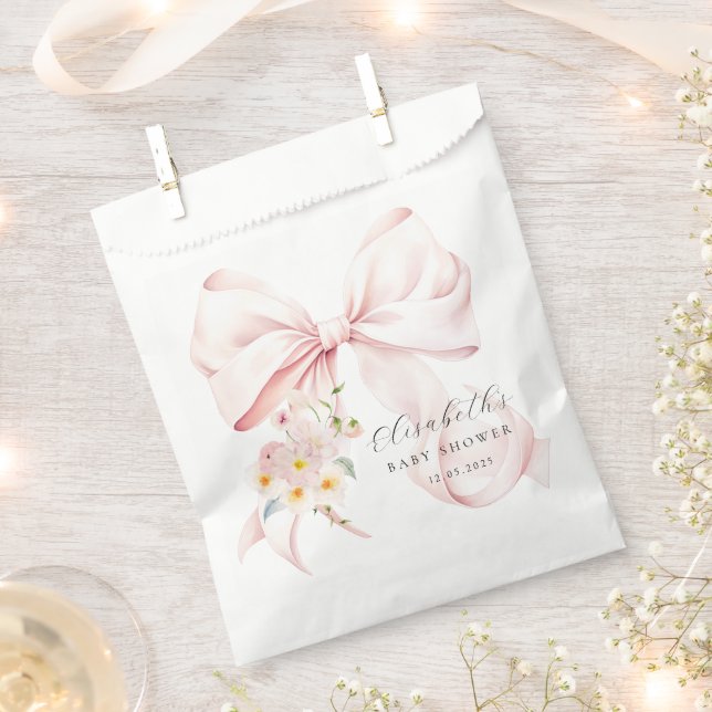 Floral Pink Bow Baby Dusche Beutel Geschenktütchen (Ausgeschnitten)