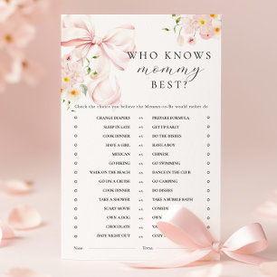 Floral Pink Bow Baby ShowActivity Games