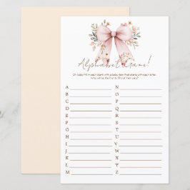 Floral Pink Bow Girl Babydusche Alphabet