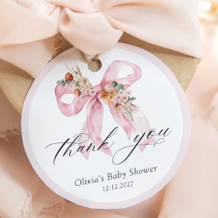 Floral Pink Bow Girl Babydusche Danke Geschenkanhänger