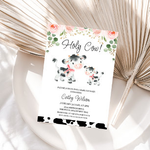 Floral Pink Bows Heilige Kuh Baby Dusche Einladung