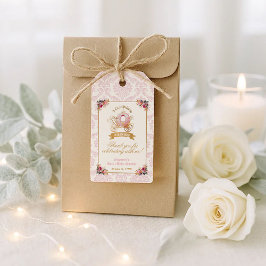 Floral Pink Carriage Princess Baby Shower Favor Geschenkanhänger