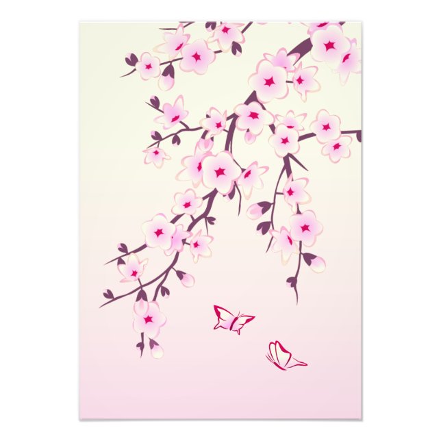 Floral Pink Cherry Blossom Schmetterlinge Fotodruck (Vorne)