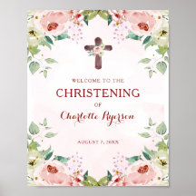 Floral Pink Christening Willkommen