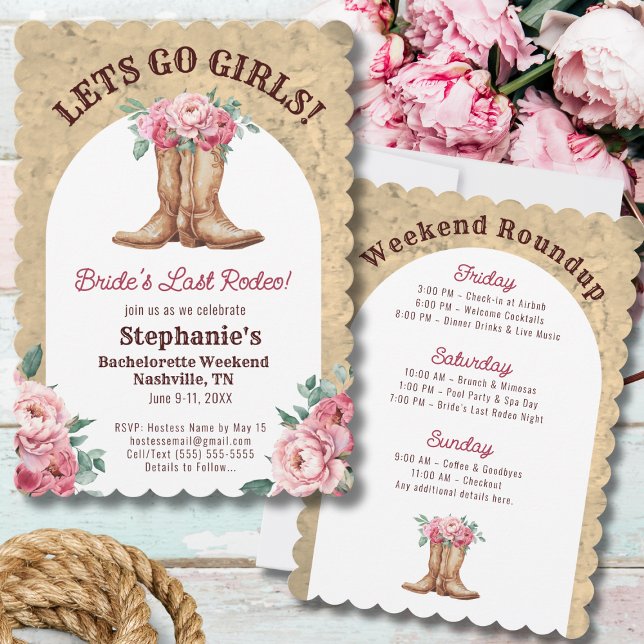 Floral Pink Cowgirl Bachelorette Girls Wochenende Einladung (Von Creator hochgeladen)