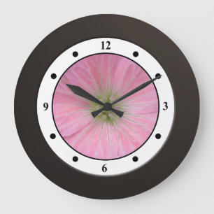 Floral Pink Garden Flower Modern Digits Große Wanduhr