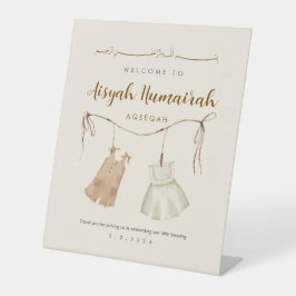 Floral Pink & Gold Aqiqah Welcome Sign Sockelschild