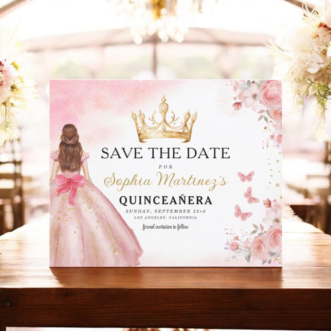 Floral Pink Gold Princess Birthday Quinceanera Flyer (Von Creator hochgeladen)