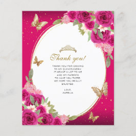 Floral Pink Gold Tiara Butterfly Quinceañera Photo