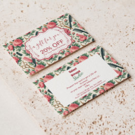 Floral Pink Green Hair Stylist Business Rabattkarte