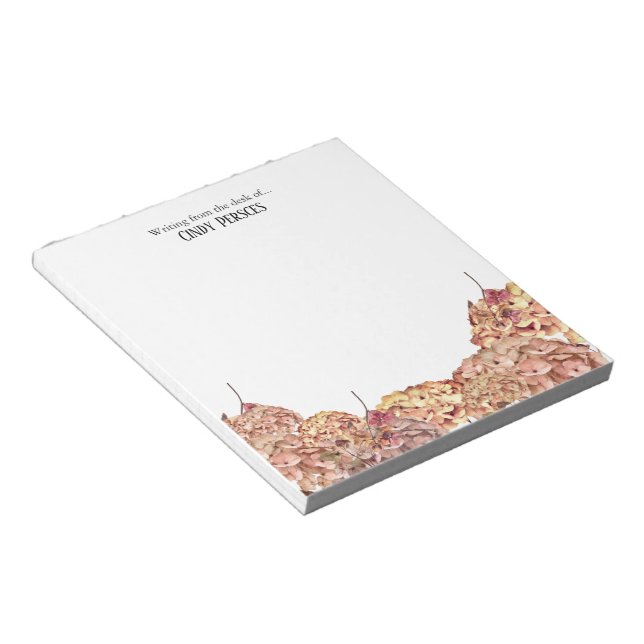 Floral Pink Hydrangea Border Personalized Notepad Notizblock (angewinkelt)