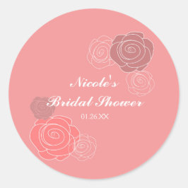 Floral Pink Koralle Brautparty Gefallen Stickers