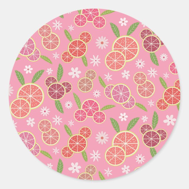 Floral Pink Lemonade Runder Aufkleber (Vorderseite)