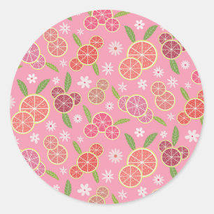 Floral Pink Lemonade Runder Aufkleber