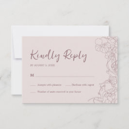 Floral Pink Mauve RSVP Karte