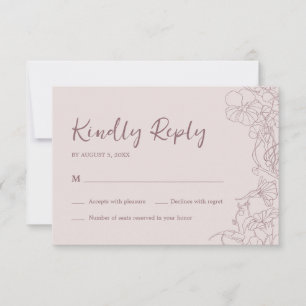 Floral Pink Mauve RSVP Karte
