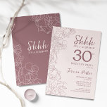 Floral Pink Mauve Überraschung 30. Geburtstag Einladung<br><div class="desc">Florrosa Lila überrascht 30. Geburtstag Party. Minimalistisches feminines Design mit botanischen Akzenten und Typografie Script Schriftart. Floral Einladungskarte perfekt für eine stilvolle weibliche Überraschung am Tag feiern.</div>