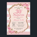 Floral Pink Peonies Überraschung 30. Geburtstag Pa Einladung<br><div class="desc">Floral Pink Peonies Überraschung 30. Geburtstag Party Einladung für Frauen. Gold Glitzer. Blush Wasserfarbe Blumenmuster Blume Chic. Rosa und weiße Streifen. 13. 15. 16. 18. 20. 21. 30. 40. 50. 60. 70. 80. 90. 100. jedes Alter. Printable Digital. Für weitere Anpassungen klicken Sie bitte auf die Schaltfläche "Anpassen" und verwenden...</div>