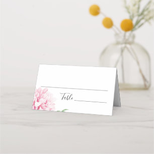 Floral Pink Peony Boho Botanisches Elegantes Platzkarte