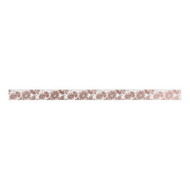 Floral Pink Rose Gold Weiße Metallic Gefallen Gesc Ripsband