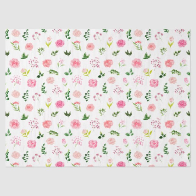 Floral Pink Roses with Foliage Seidenpapier (Vorderseite)