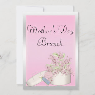 Floral Pink & Silver Mütter Tag Brunch Einladung