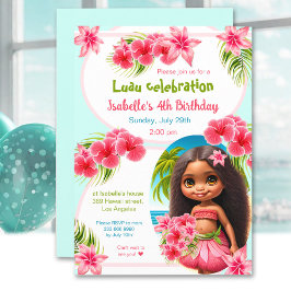 Floral Pink Tropical Aloha Luau Birthday Einladung