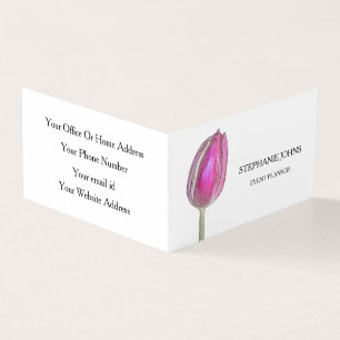 Floral Pink Tulips Hochzeitsweiße Eventplaner Visitenkarten