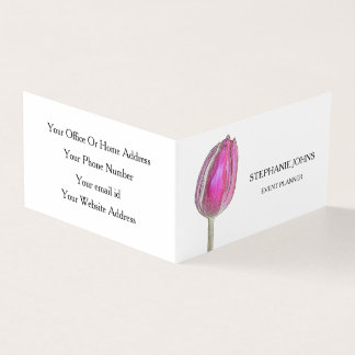Floral Pink Tulips Hochzeitsweiße Eventplaner Visitenkarten