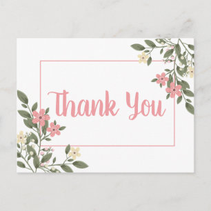 Floral Pink Vielen Dank Hochzeit Blume Botanisch Postkarte