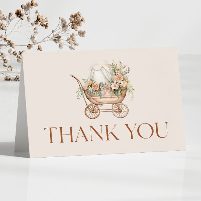 Floral Pink Vintag Babytragetücher Dusche Dankeskarte (Von Creator hochgeladen)