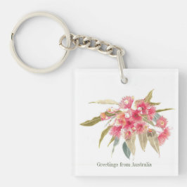 Floral Pink Watercolor Australian Souvenir Square Schlüsselanhänger