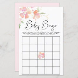 Floral Pink Watercolor Baby Bingo Duschgame