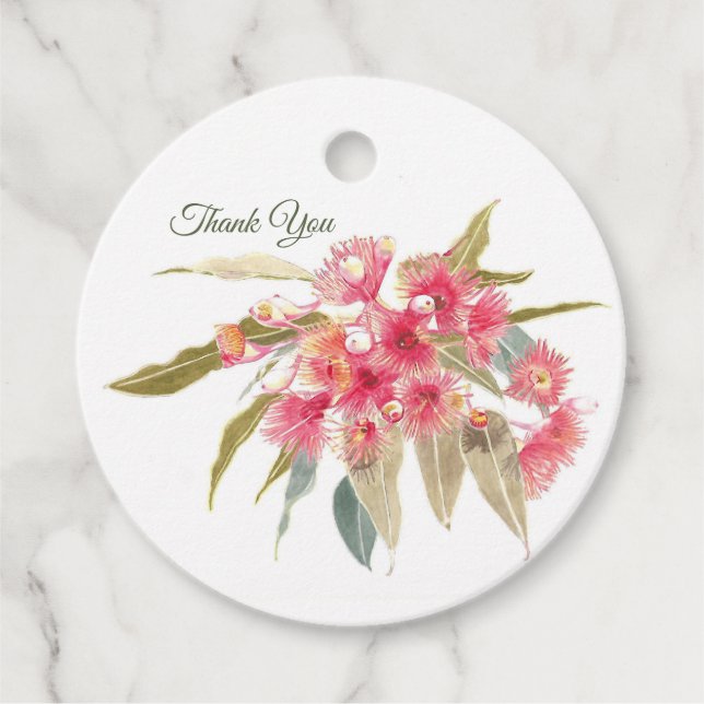 Floral Pink Watercolor Vielen Dank Geschenkanhänger (Vorderseite)