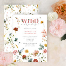 Floral Pink Wild & Onederful Girl 1. Geburtstag